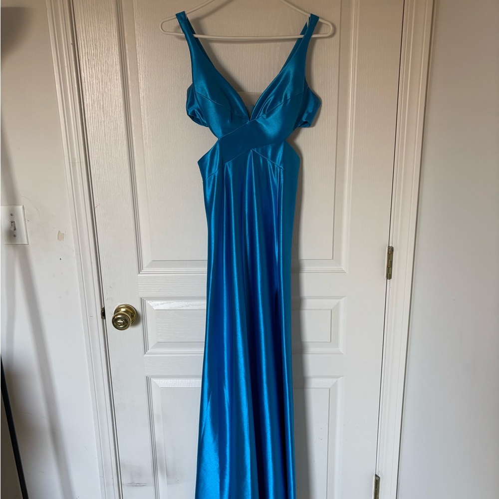 Sleek Backless Blue Dress